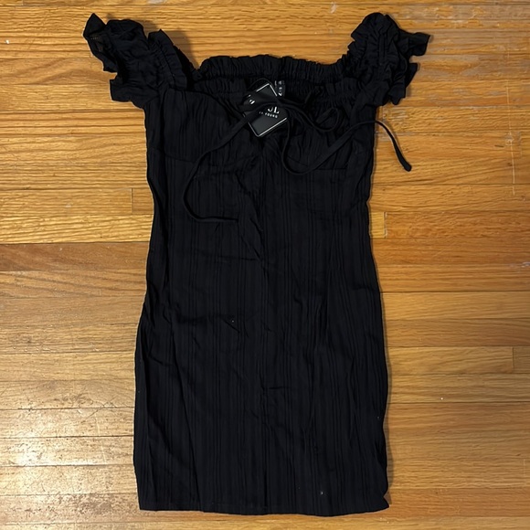 Zaful Off the Shoulder Puff Sleeve Smocked Bodycon Dress - Picture 3 of 4